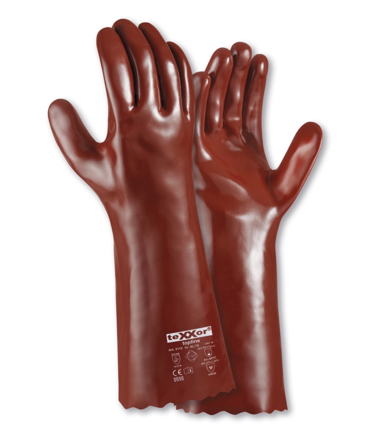 Kırmızı Renkli teXXor Topline PVC Eldiven - 35 cm Boy