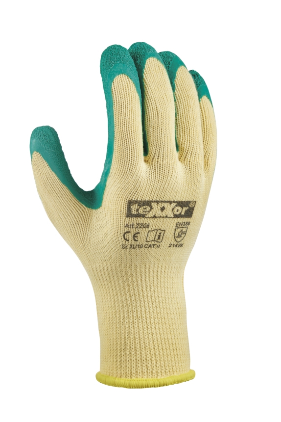 teXXor Seviye 2 Kesilmez Eldiven, Sarı/Yeşil Polyester