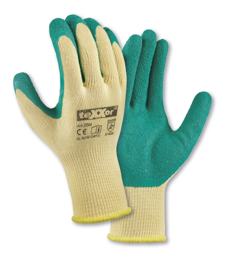 teXXor Seviye 2 Kesilmez Eldiven, Sarı/Yeşil Polyester