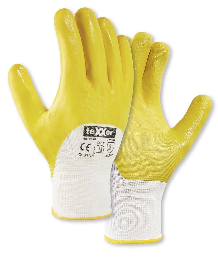 teXXor 2358 Beyaz/Sarı Nitril Kaplı Polyester İş Eldiveni