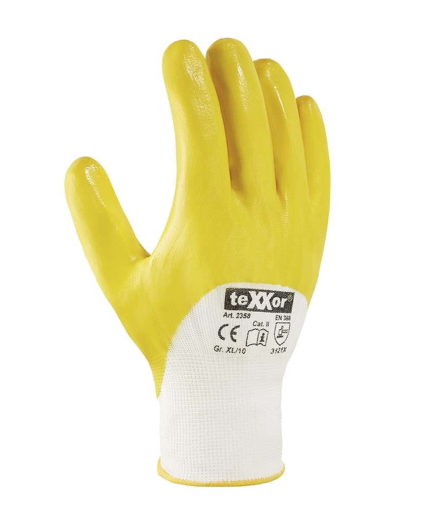teXXor 2358 Beyaz/Sarı Nitril Kaplı Polyester İş Eldiveni