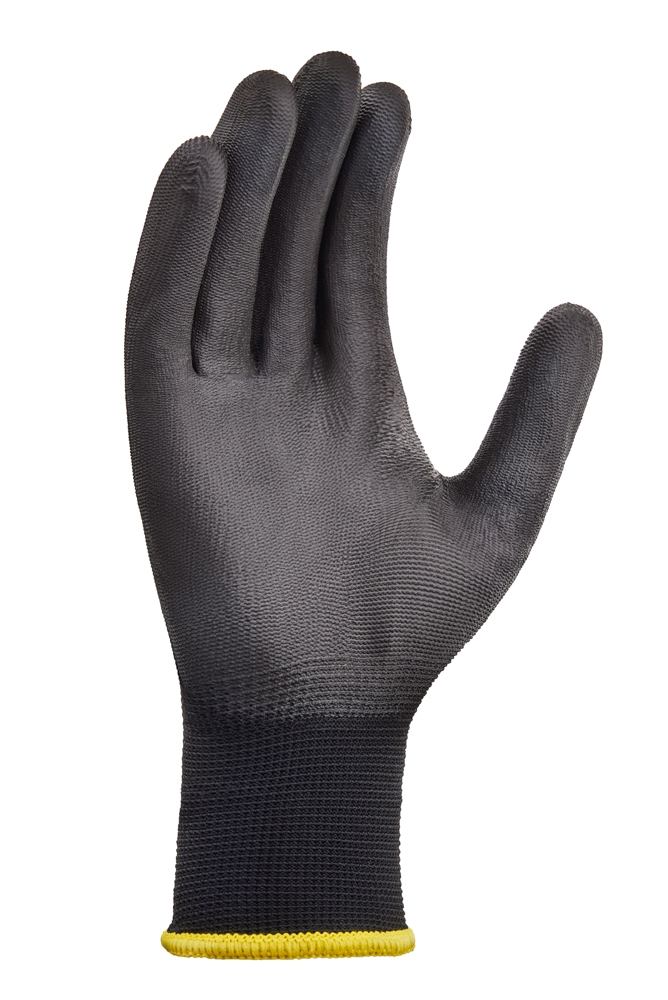 teXXor Siyah PU Polyester İş Eldiveni – Esnek ve Dayanıklı