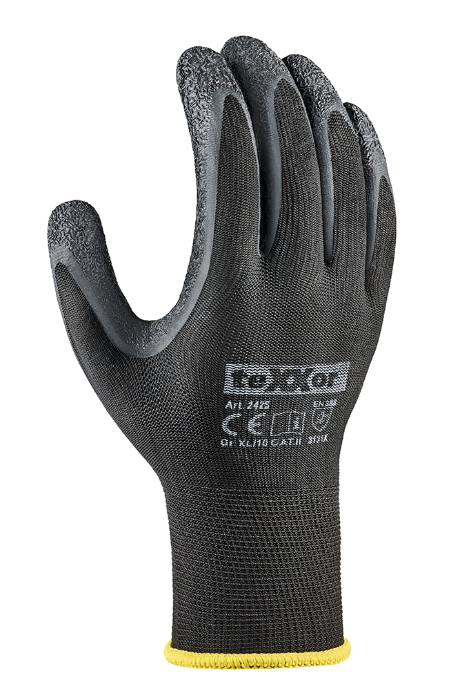 Siyah Polyester Lateks Eldiven – teXXor, Esnek ve Nefes Alabilir