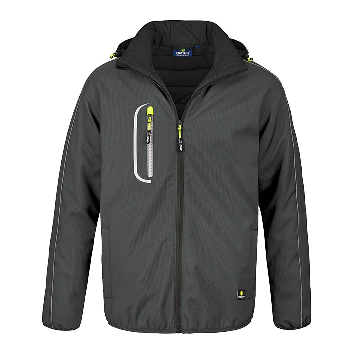 4PROTECT® KNOXVILLE Kışlık Softshell Ceket, Gri/Siyah